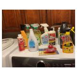 Assorted Household Cleaning Products and Toilet Repair Hardware