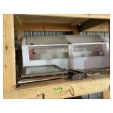 White Painted Wooden Display Counter with Glass Panels
