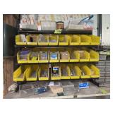 Metal Storage Rack with Hardware Bins and Assorted Fasteners