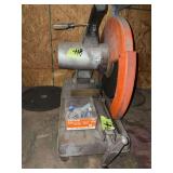 Heavy Duty Industrial Chop Saw with Orange Guard and Integrated Clamping Vise