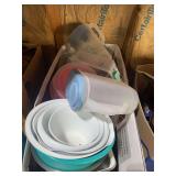 Kitchenware Assortment Including Mixing Bowls and Pitchers