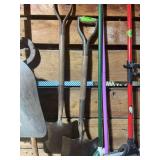 Two D-Handle Square Point Shovels with Wooden Shafts