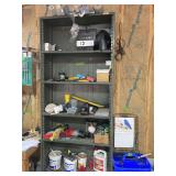 Metal Industrial Shelving Unit with Assorted Contents