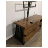 Industrial Wood and Metal TV Stand with Integrated Mount