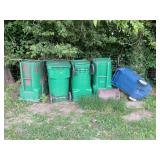 Lot of Various Plastic Rolling Waste Bins and Trash Cans