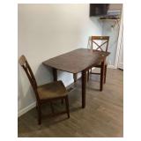 Wooden Drop-Leaf Dining Table and Two X-Back Chairs Set