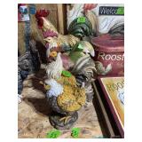 Resin Rooster and Hen Figurine Grouping