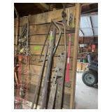 Assorted Hand Tools, Axes, Saw, and Metal Hardware Lot