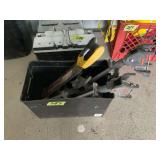 Assorted Hand Tools and Hardware in Plastic Tote