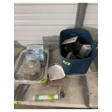 Lot of Hydro-Ice Air Cooler, Painting Supplies, and Power Tools in Storage Bin
