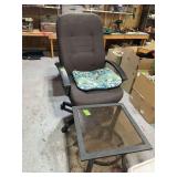 Office Chair and Small Glass-Top Table Lot