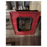 Red Plastic Dolly with Casters and Steel Frame