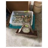 Wooden Mantle Clock and Assorted Metal Wall Sconces Lot