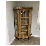 Curved Glass Wooden Corner Curio Cabinet with Claw Feet