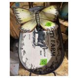 Metal Decorative Farm Tray with Butterfly Decor and Liberty Farm Pig Graphic
