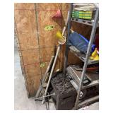 Assorted Automotive Shop Tools, Lug Wrenches, Funnels, and Hardware Bins