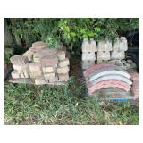Assorted Concrete Landscape Pavers and Retaining Wall Blocks on Pallets
