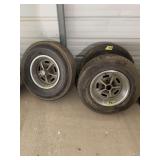 Set of Four Wheels and Tires with Five Spoke Rims