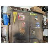 Industrial Metal Storage Cabinet Filled with Automotive Parts