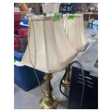 Pair of Brass Table Lamps with Fabric Shades