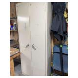 Metal Storage Cabinet with Shelving and Contents