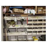 Assorted Hardware, Copper Fittings, and Plumbing Parts Lot with Storage Unit