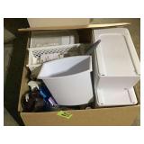 Assorted Household Goods and Storage Bins Box Lot