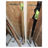 Assorted Long Handled Tools and Lumber Lot