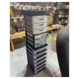 Assorted Plastic Storage Tower Units with Mesh Desktop Organizer