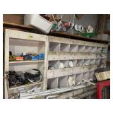 Assorted PVC Plumbing Fittings, Hardware, and Storage Bin System