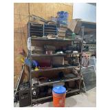 Industrial Shelving Unit with Automotive Parts, Catalogs, and Hardware Lot