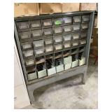 Industrial Steel Parts Cabinet with Multiple Drawers and Open Bins