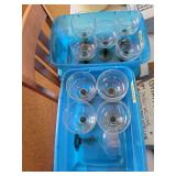 Set of Glass Stemware with Green Cactus Shaped Stems