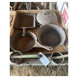 Assorted Cast Iron Cookware Lot including Wagner Drip Drop Roaster and Skillets