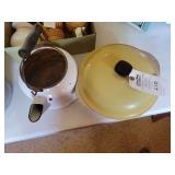 Enamelware Tea Kettle and Yellow Dutch Oven Lot