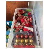 Assorted Christmas Ornaments and Wired Holiday Ribbon Lot