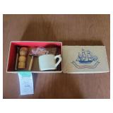 Ship Mount Vernon and Ship Friendship Shaving Set with Box, Razors, Brush, and Mug