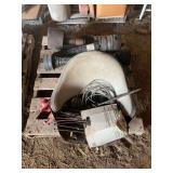Pallet with Tractor PTO Shafts, Implement Seat, Hardware Box, and Cable