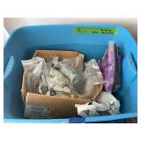 Assorted Building Materials and Hardware in Storage Bin