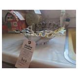 Fenton Art Glass 1975 Annette Open Lace Edge Bowl in Slag Glass