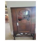 Jacobean Revival Style Wood China Cabinet with Glass Door and Spindle Accents