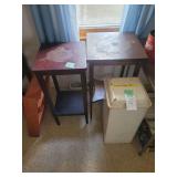 Assorted Wooden Occasional Tables and Metal Diaper Pail Lot