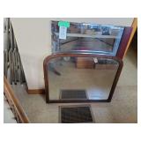 Wooden Framed Wall Mirror with Curved Top and Rectangular Mirror Backing