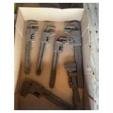 Assorted Metal Adjustable Monkey Wrenches Lot of Six
