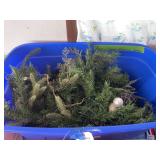Artificial Christmas Fireplace Swag Garland with Ornaments in Blue Storage Bin