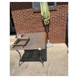 Metal Slat Patio Table with Umbrella
