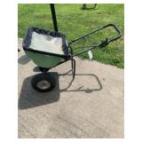 Green Lawn Spreader with Pneumatic Tires and Cover