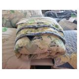 Floral and Plaid Pattern Quilt in Blue and Green Tones