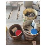 Assorted Hardware, Fasteners, and Plumbing Fittings in Buckets