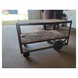 Heavy Duty Industrial Rolling Shop Cart with Two Metal Shelves